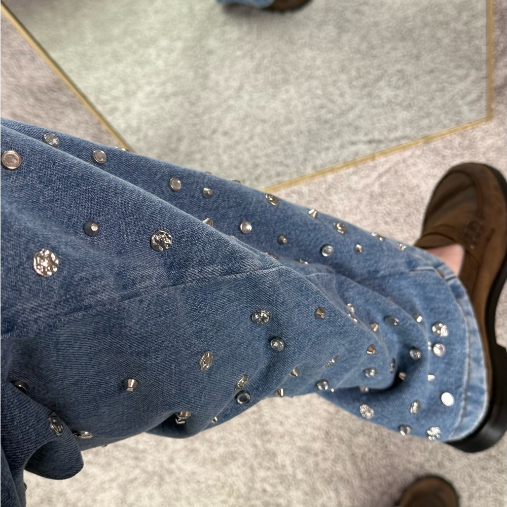 COS Blue Wide Leg Jeans with Embellishments size 27 - Picture 3 of 10